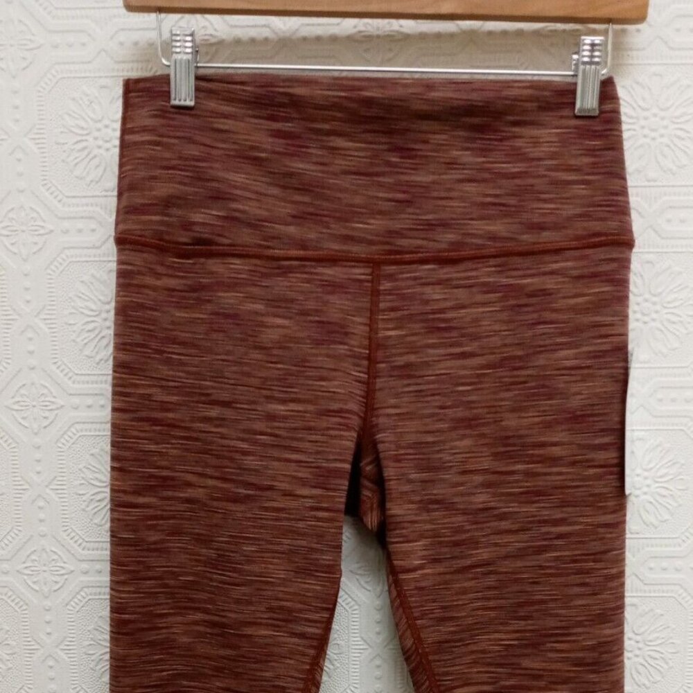 NWT Athleta Orange & Wine Transcend Textured 7/8 Tight Leg Yoga Pants Size Large